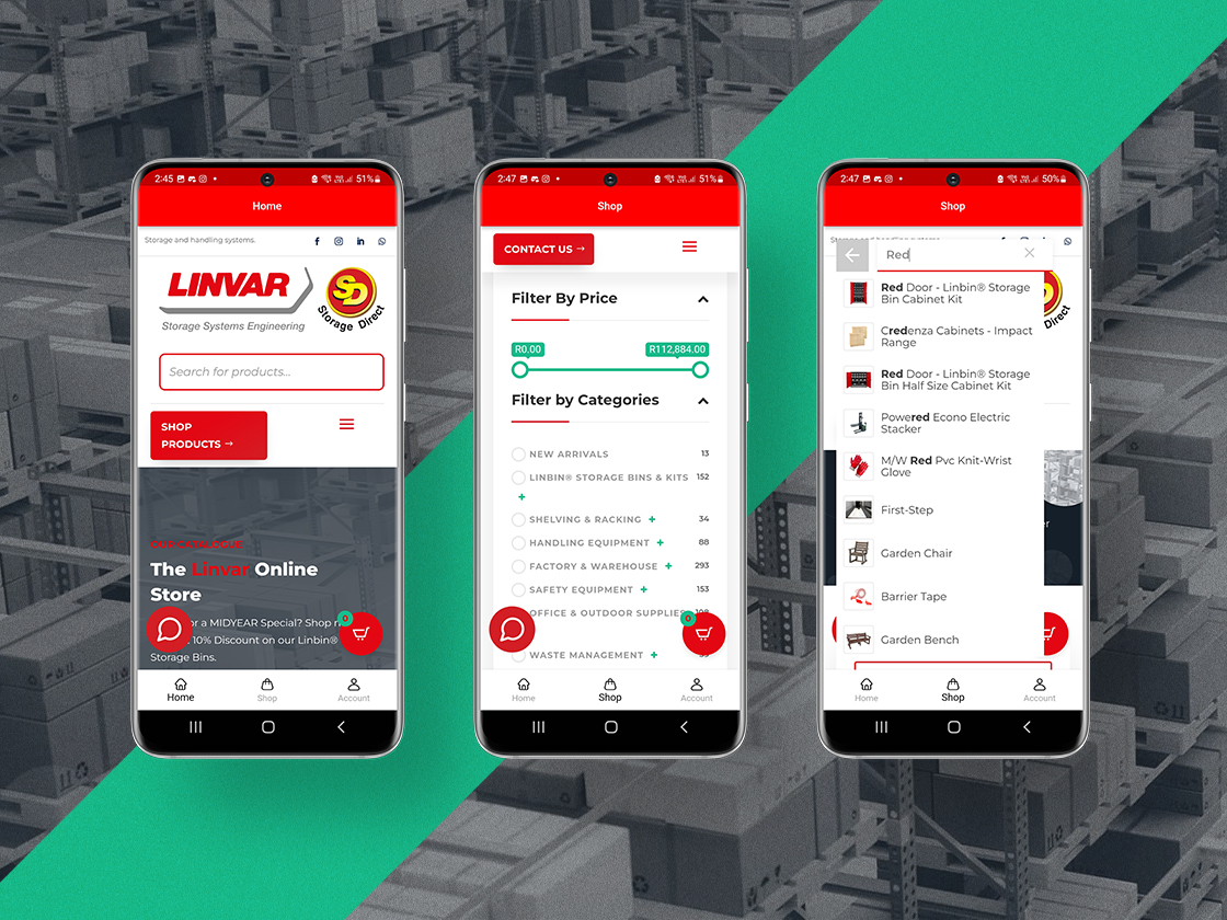 Linvar Website Preview 1 showing a website interface with product imagery, navigation and structured page content.