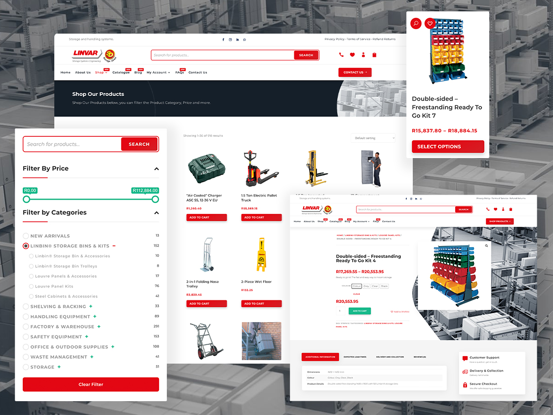 Linvar Website Preview 3 showing a website interface with product imagery, navigation and structured page content.