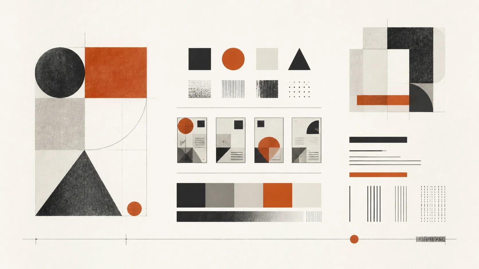 Conceptual visual and verbal system arranged as reusable identity components.