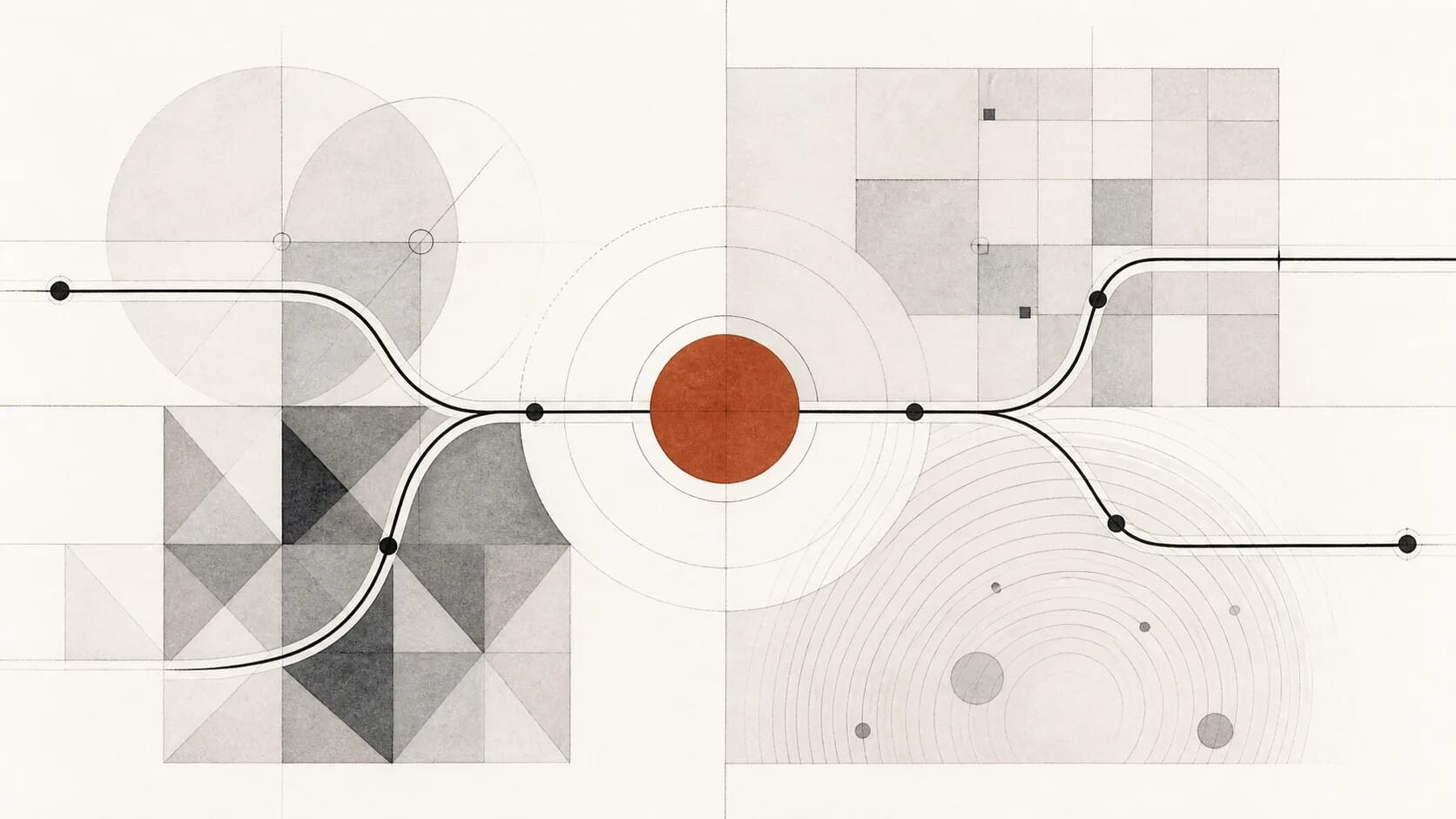 Four conceptual panels aligned along one route, representing clarity, coherence, capability and continuity.