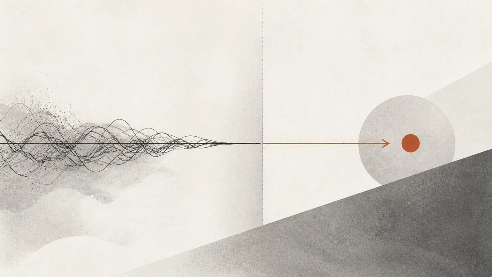 Conceptual signal trace crossing a threshold into a next decision.