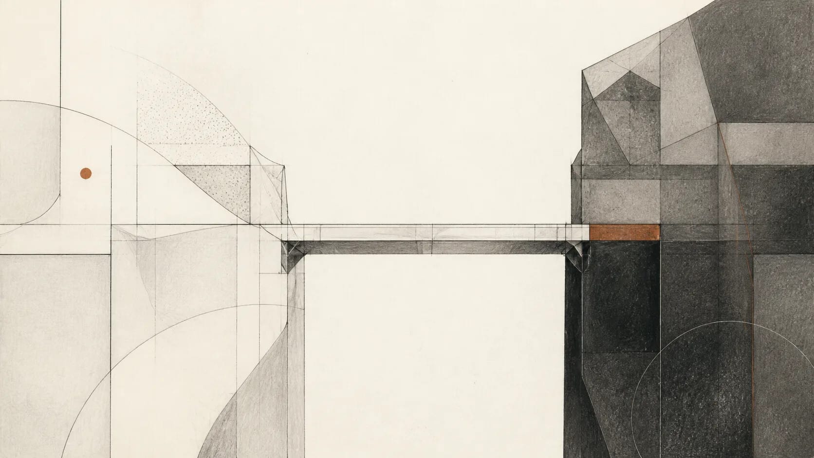 Conceptual bridge joining distinct material territories across a boundary.