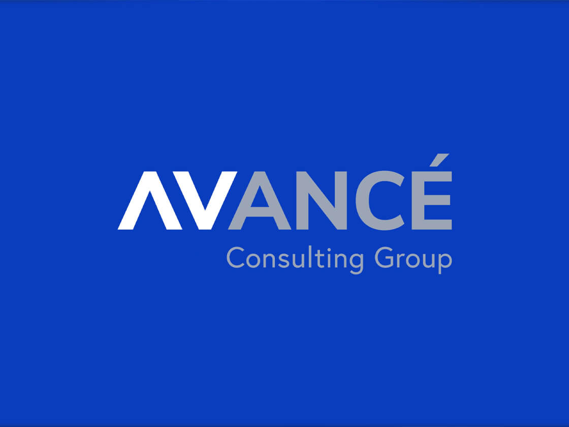 A logo with a blue background displaying the text "AVANCÉ Consulting Group." The word "AVANCÉ" is written in bold, with "AVA" in white and "NCÉ" in gray. "Consulting Group" is written in smaller gray text beneath "AVANCÉ.