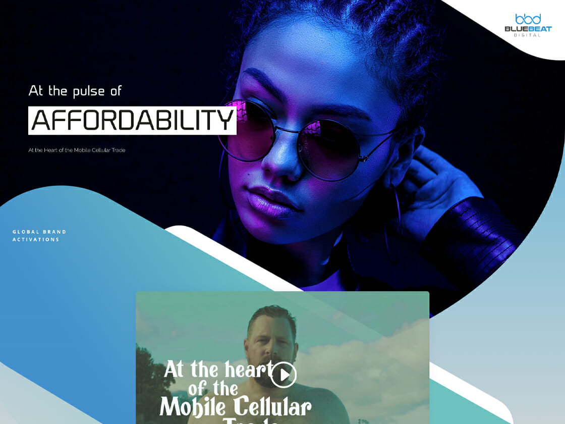 A promotional graphic featuring a stylish woman with sunglasses above text about affordability and mobile cellular services.