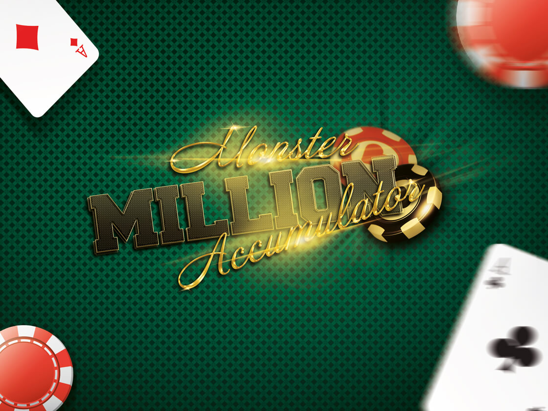 Golden "Million Maker logo" text on a green textured background with playing cards and poker chips scattered around.