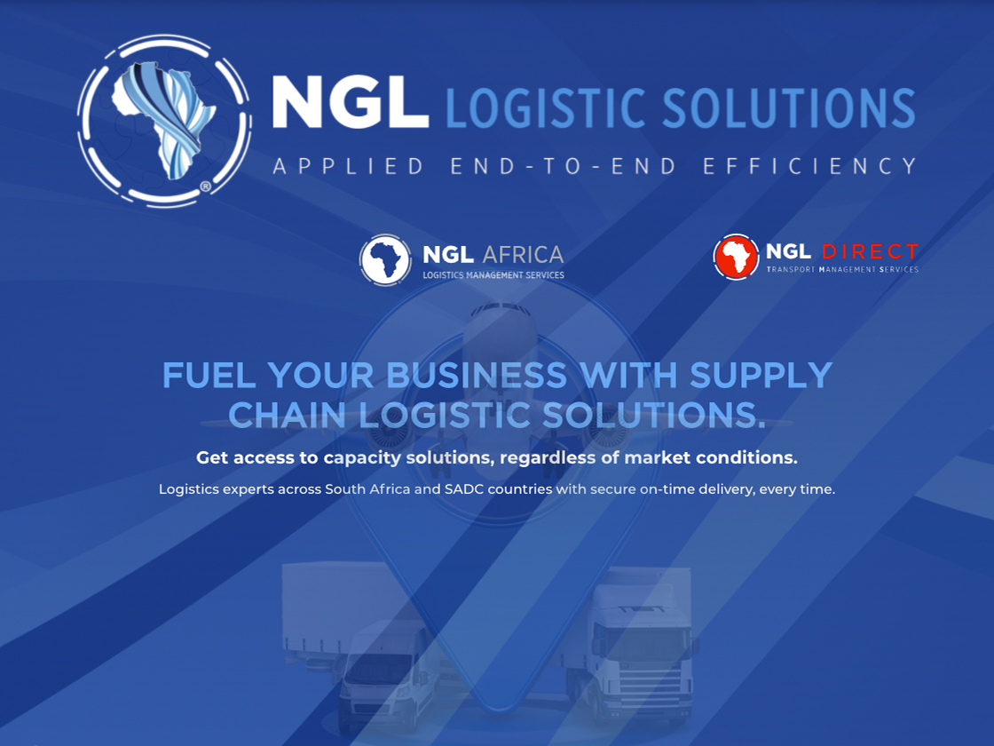 Corporate logistics company advertisement emphasizing fuel chain logistics solutions and reliable service in south africa and sadc countries.