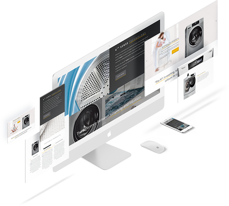 Whirlpool When Zen Matters Website Mockup 1 displayed as a responsive website mockup across angled screens, showing branded imagery, navigation and page content.