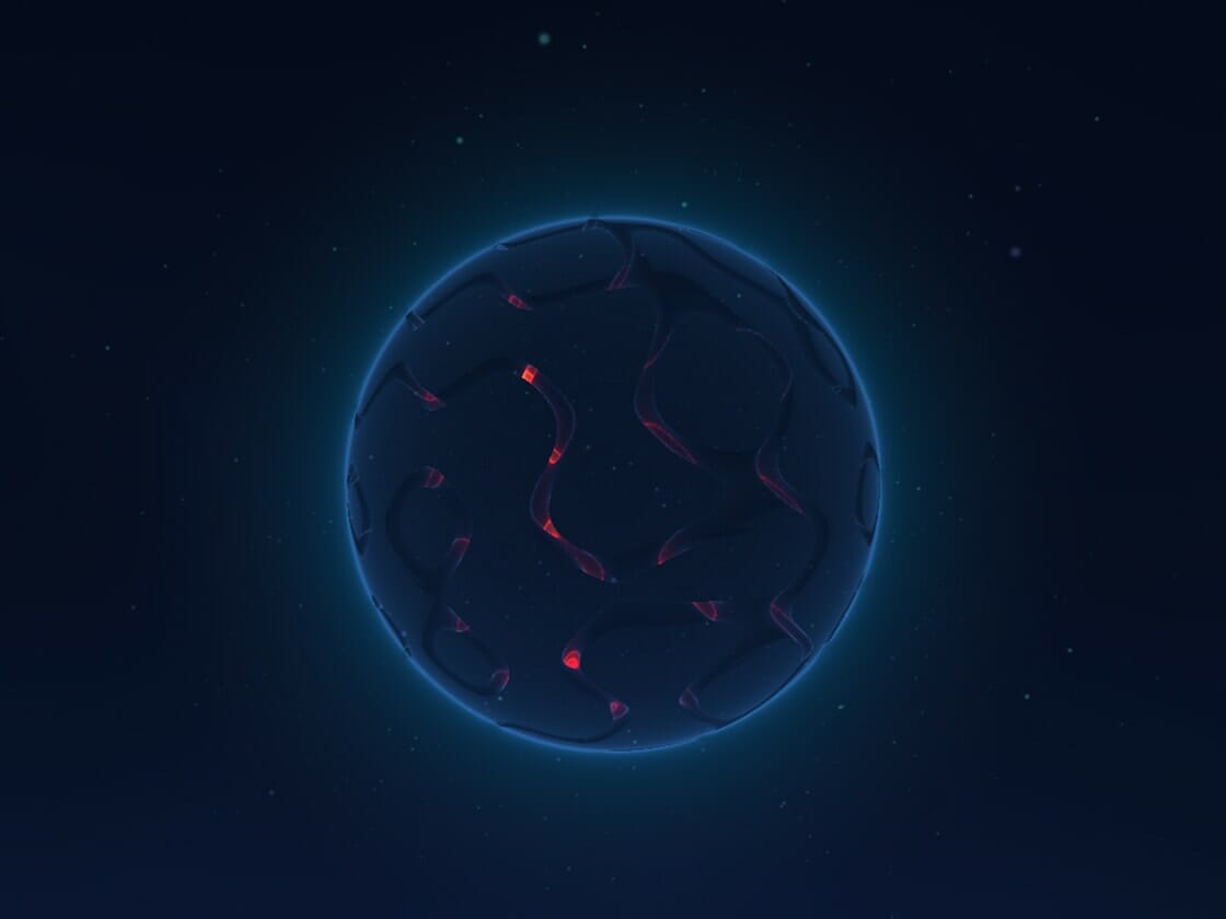 A digital illustration of a spherical network prototype with interconnected lines and glowing nodes against a starry background.