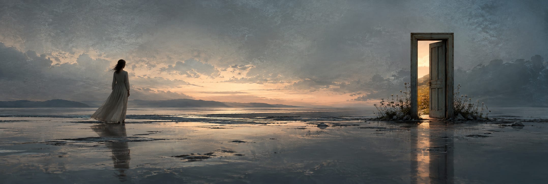 Text-free conceptual editorial artwork for A Door Opens in the Wrong Place.