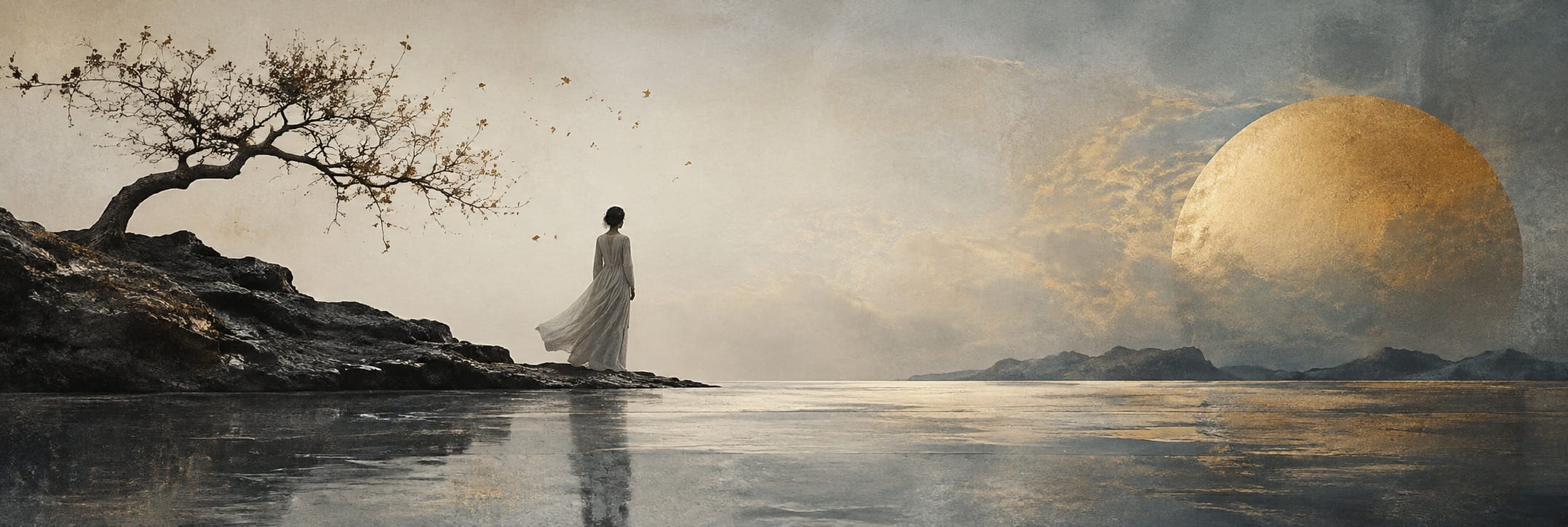 Text-free conceptual editorial artwork for A Visitor with No Shadow.