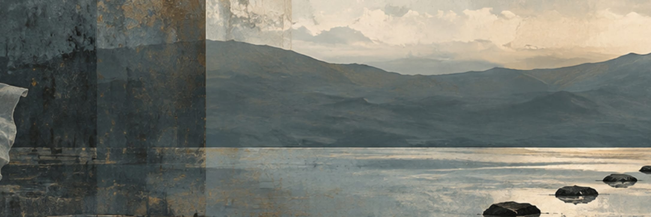 Text-free conceptual editorial artwork for sideways arrival.