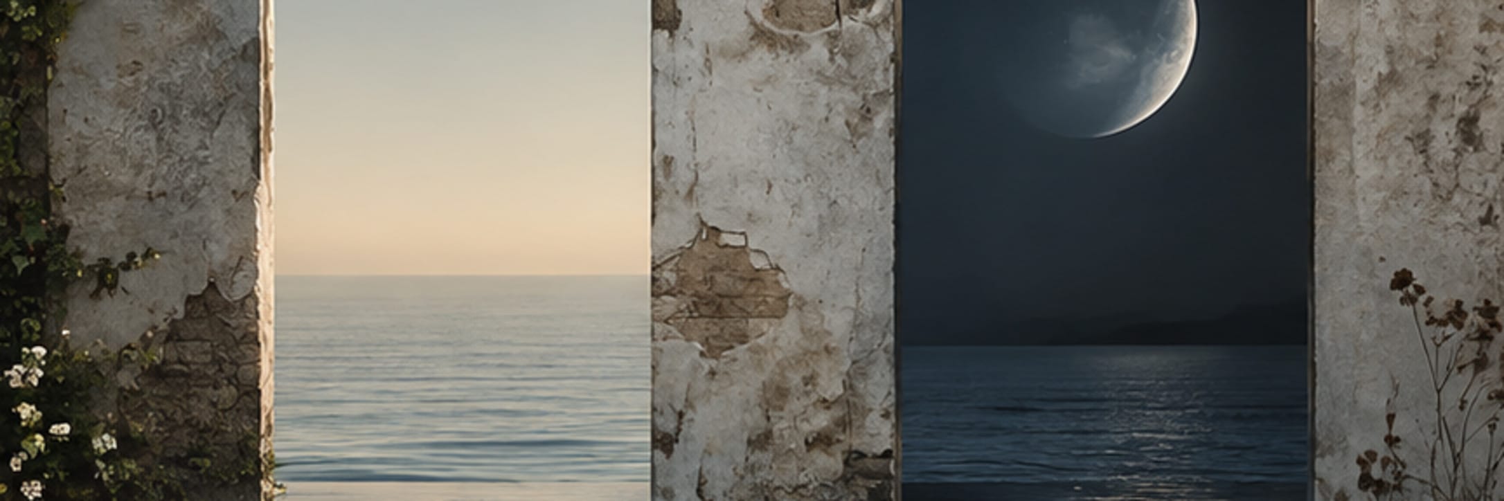 Text-free conceptual editorial artwork for the alphabet of openings.