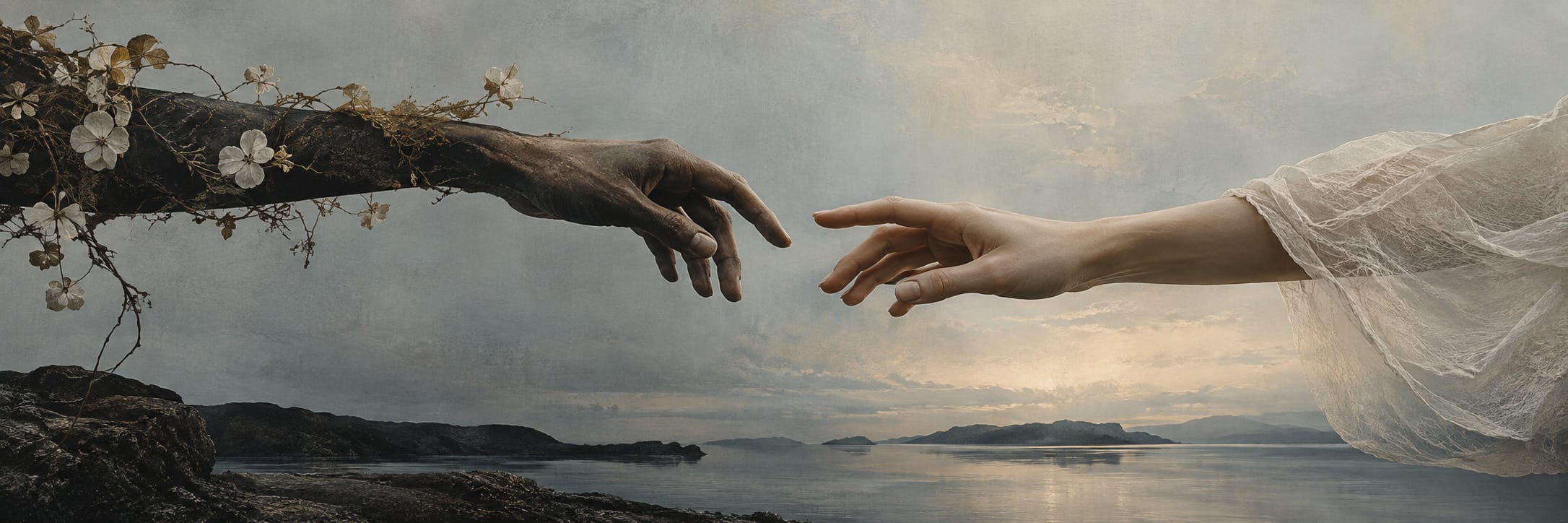 Text-free conceptual editorial artwork for The Grammar of Contact.