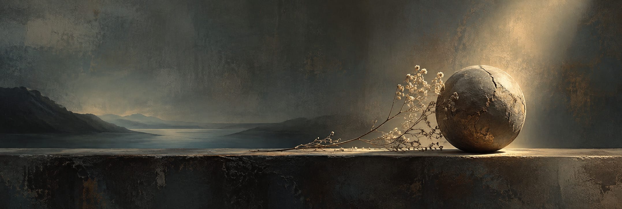 Text-free conceptual editorial artwork for The Object Finds the Light.