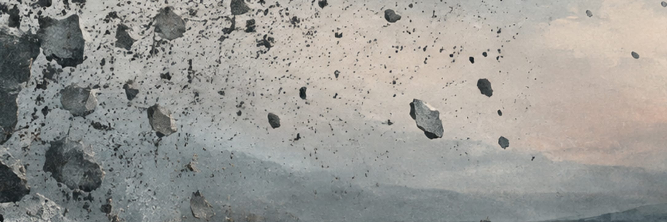 Text-free conceptual editorial artwork for the solid thing gives way.