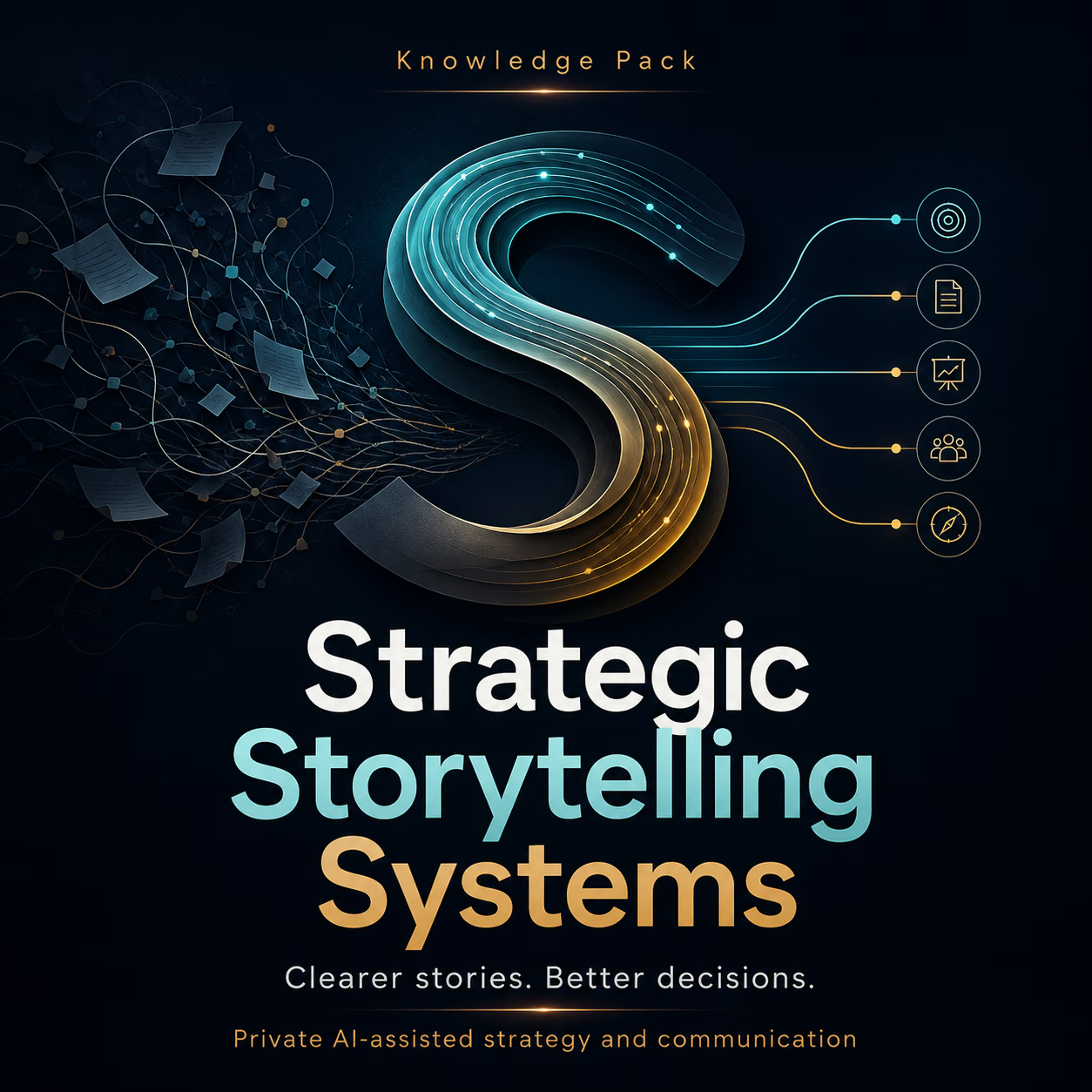 Cover artwork showing a structured storytelling system for strategy work.